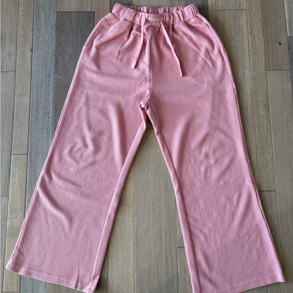 Comfrt Waffle Lounge Kids Pants-XL-Baby Pink